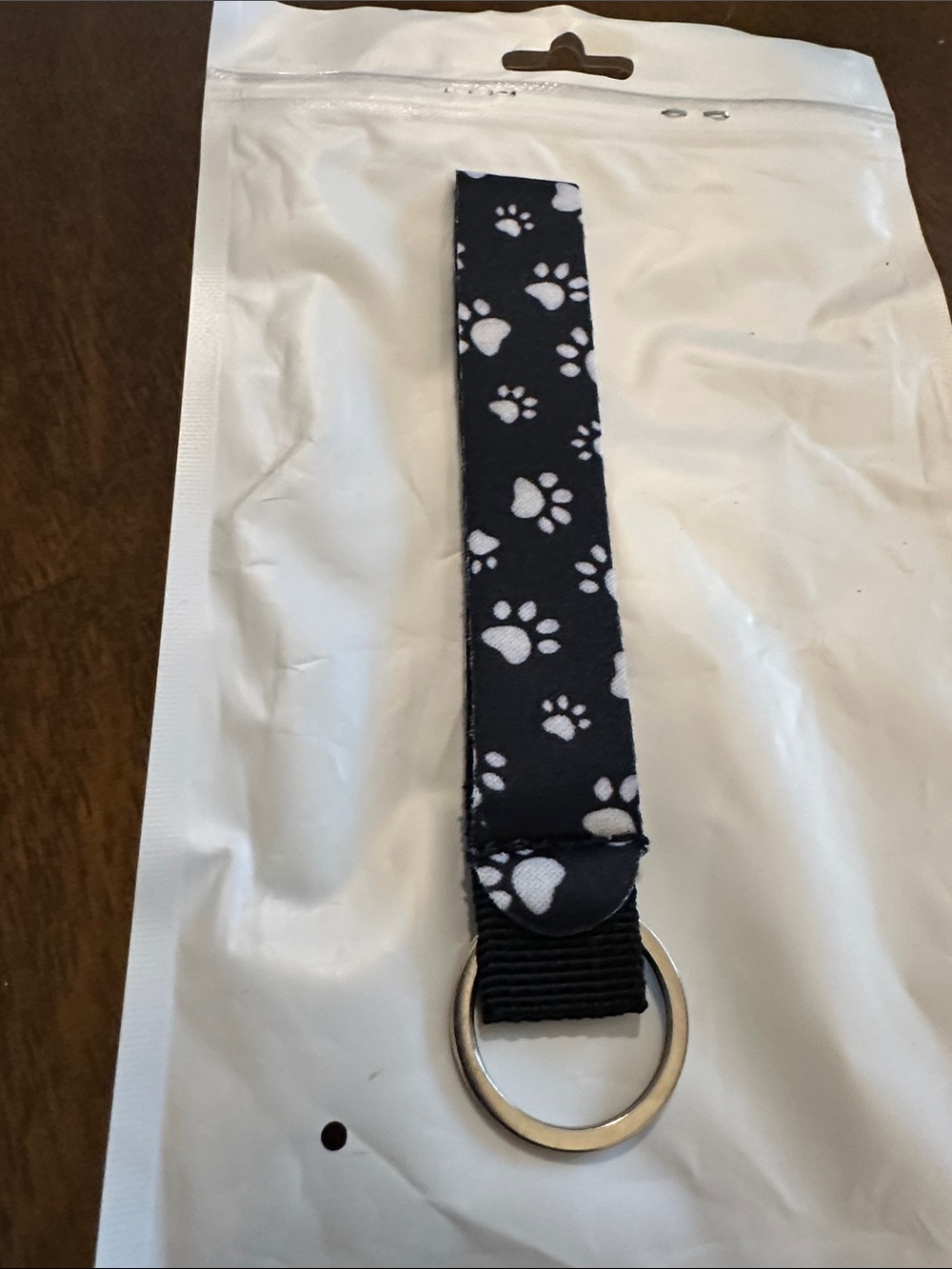Paw Print Key Fob Wristlet - Black & White